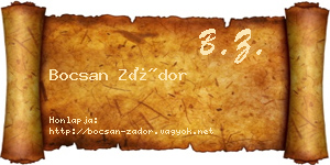 Bocsan Zádor névjegykártya